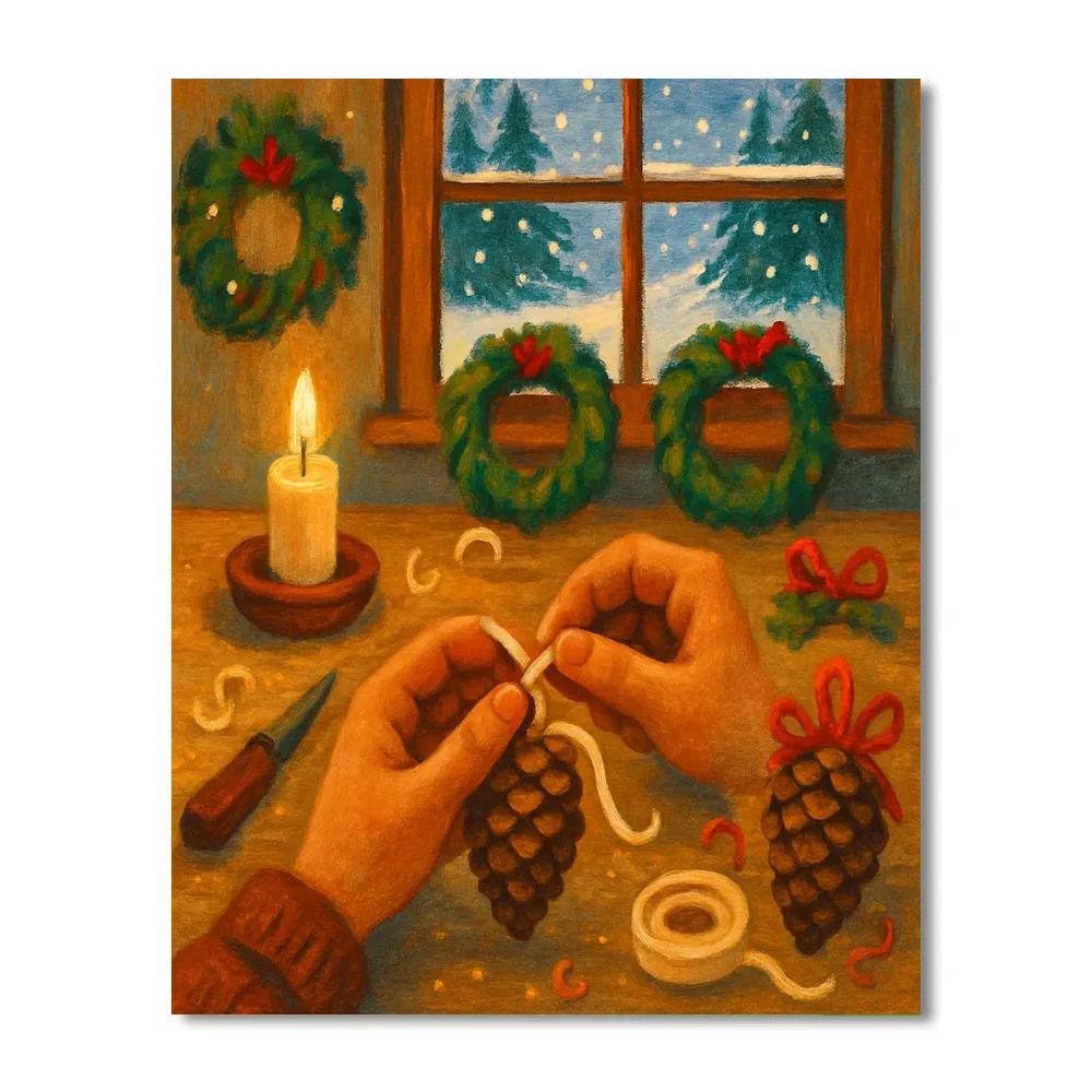 Pinecone Lantern Workshop Paint by numbers kits