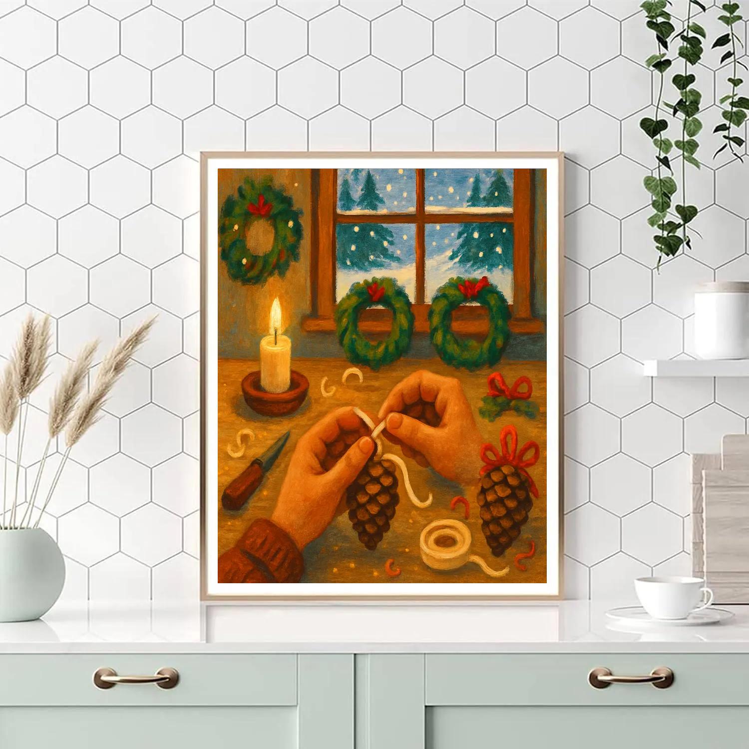 Pinecone Lantern Workshop Paint by numbers kits