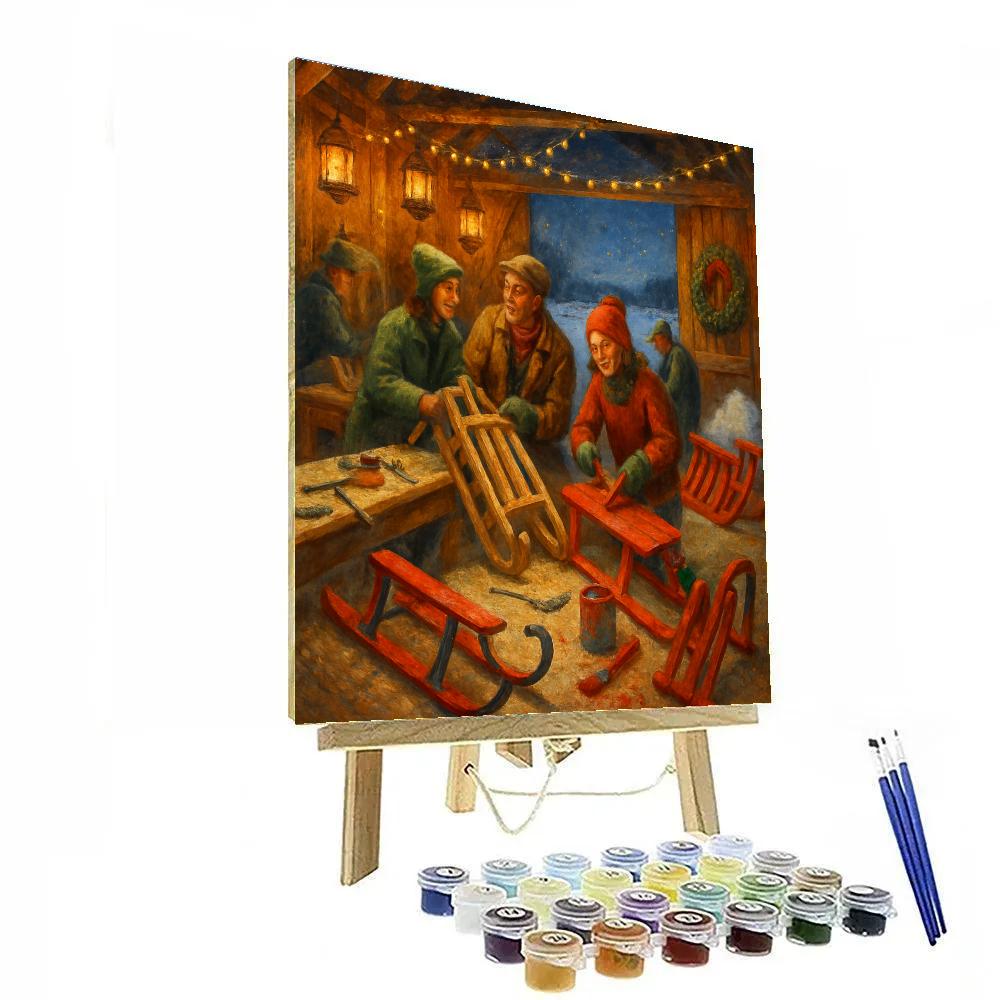 Lantern-Lit Sled Workshop Painting by numbers kit