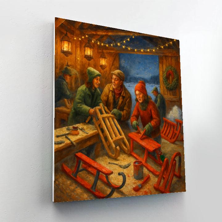 Lantern-Lit Sled Workshop Painting by numbers kit
