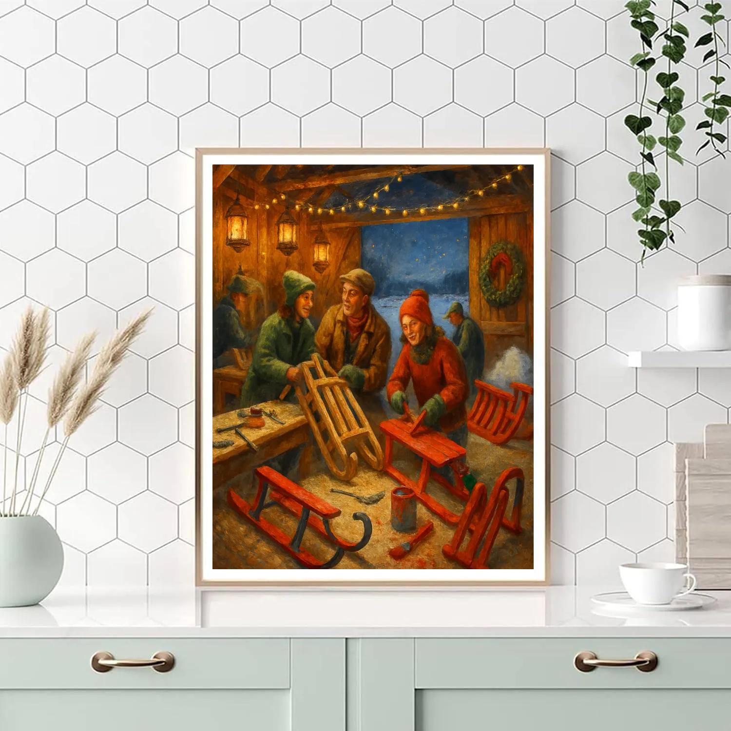 Lantern-Lit Sled Workshop Painting by numbers kit