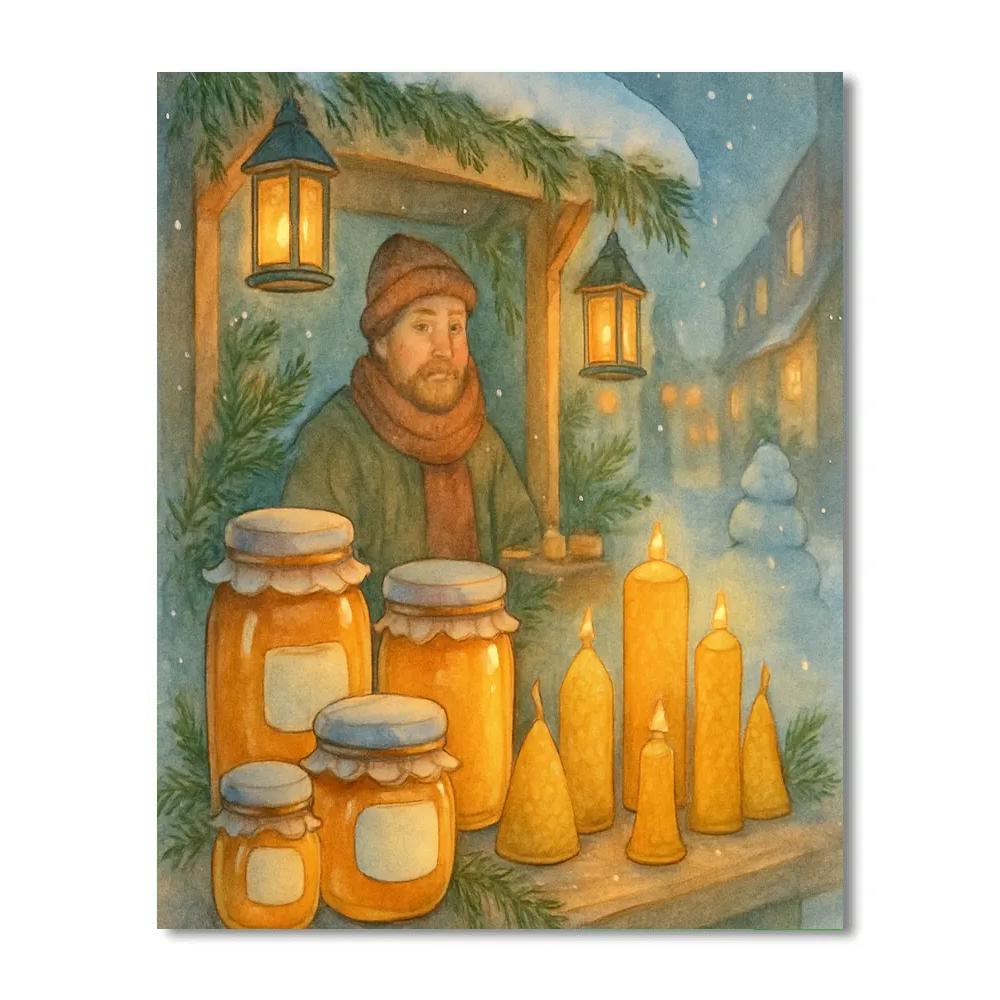 Frosted Lantern Beekeeper Booth DIY paint by numbers