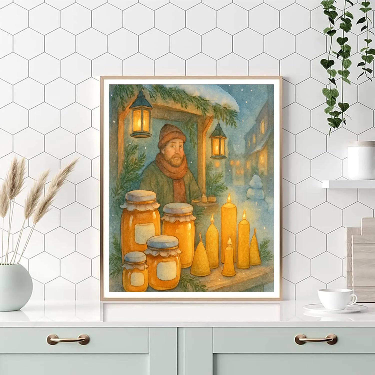 Frosted Lantern Beekeeper Booth DIY paint by numbers