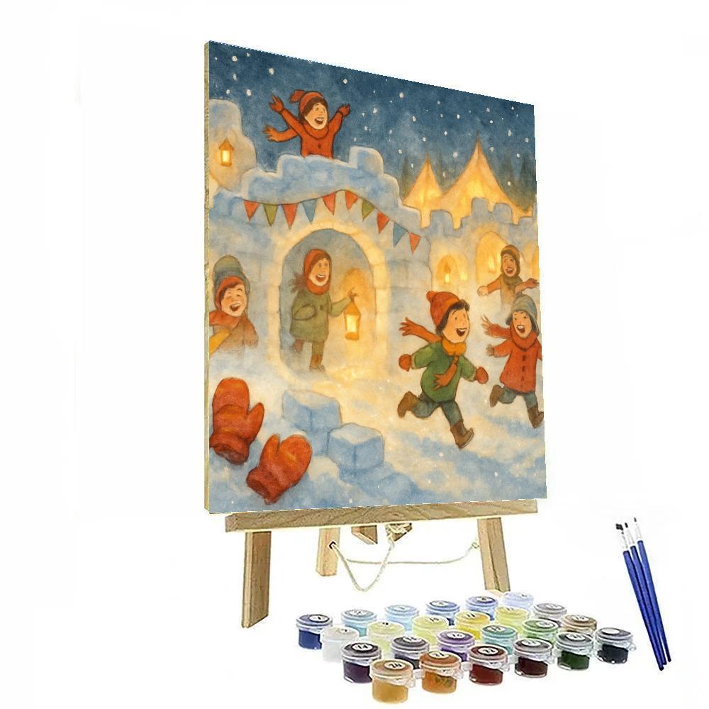 Lantern-Filled Snow Fort Gala DIY paint by numbers