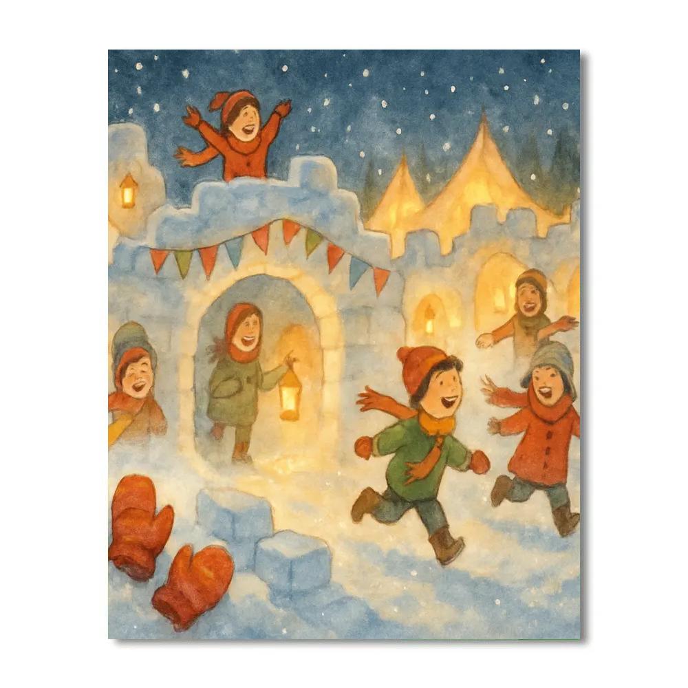 Lantern-Filled Snow Fort Gala DIY paint by numbers