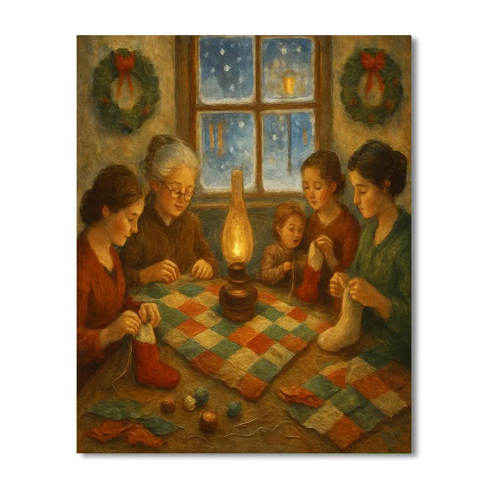 Snow Lantern Sewing Circle paint by numbers