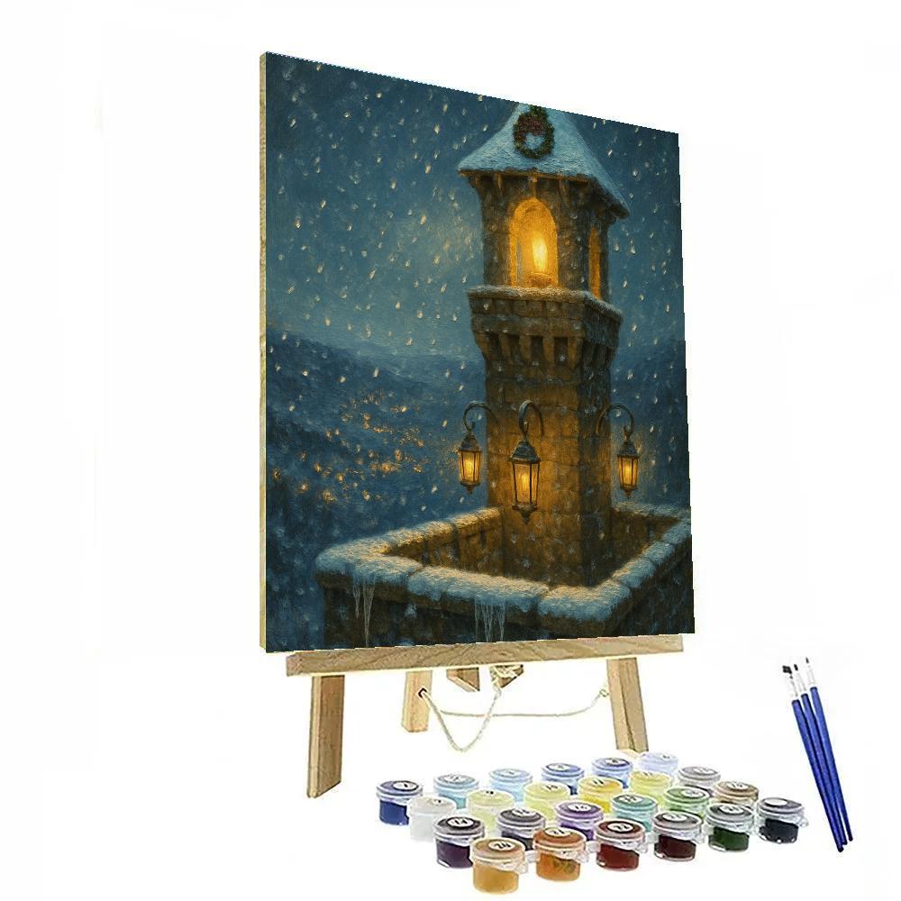 Lantern-Filled Pinewatch Tower painting number kit
