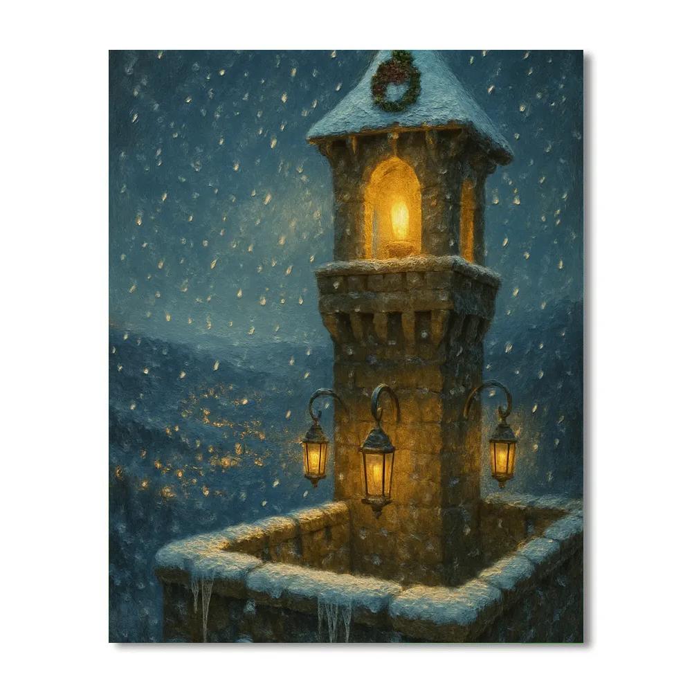 Lantern-Filled Pinewatch Tower painting number kit