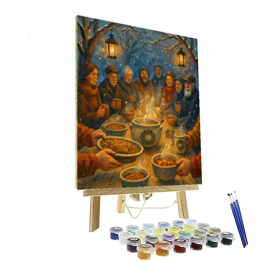 Lantern-Lined Winter Orchard Feast paint by number