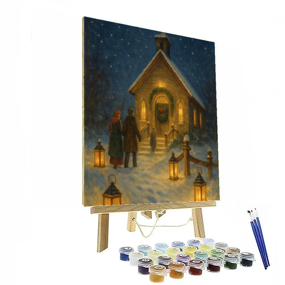 Lantern-Guarded Frost Chapel Paint by numbers art