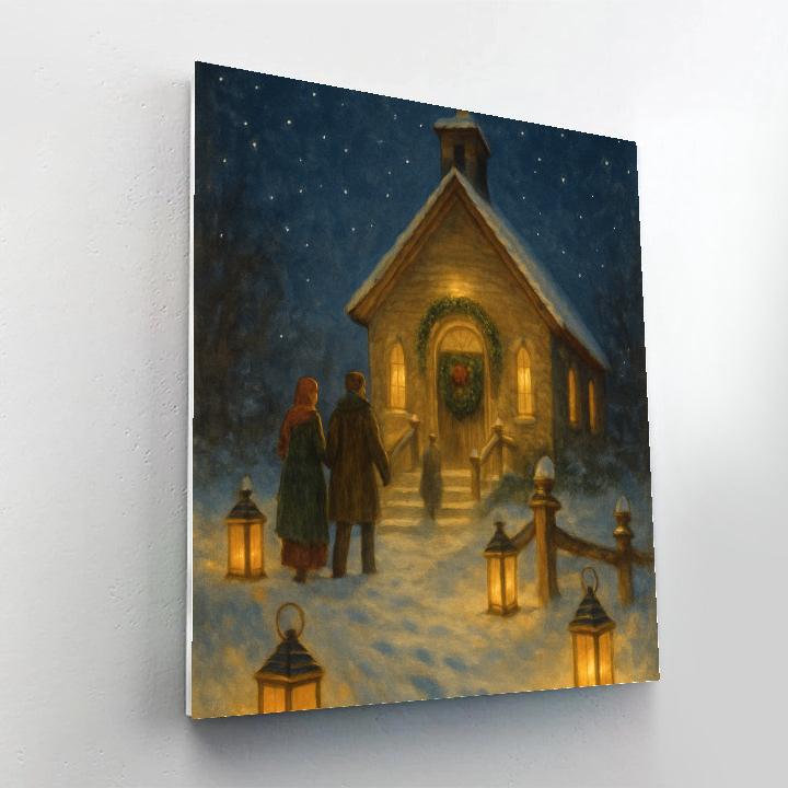 Lantern-Guarded Frost Chapel Paint by numbers art