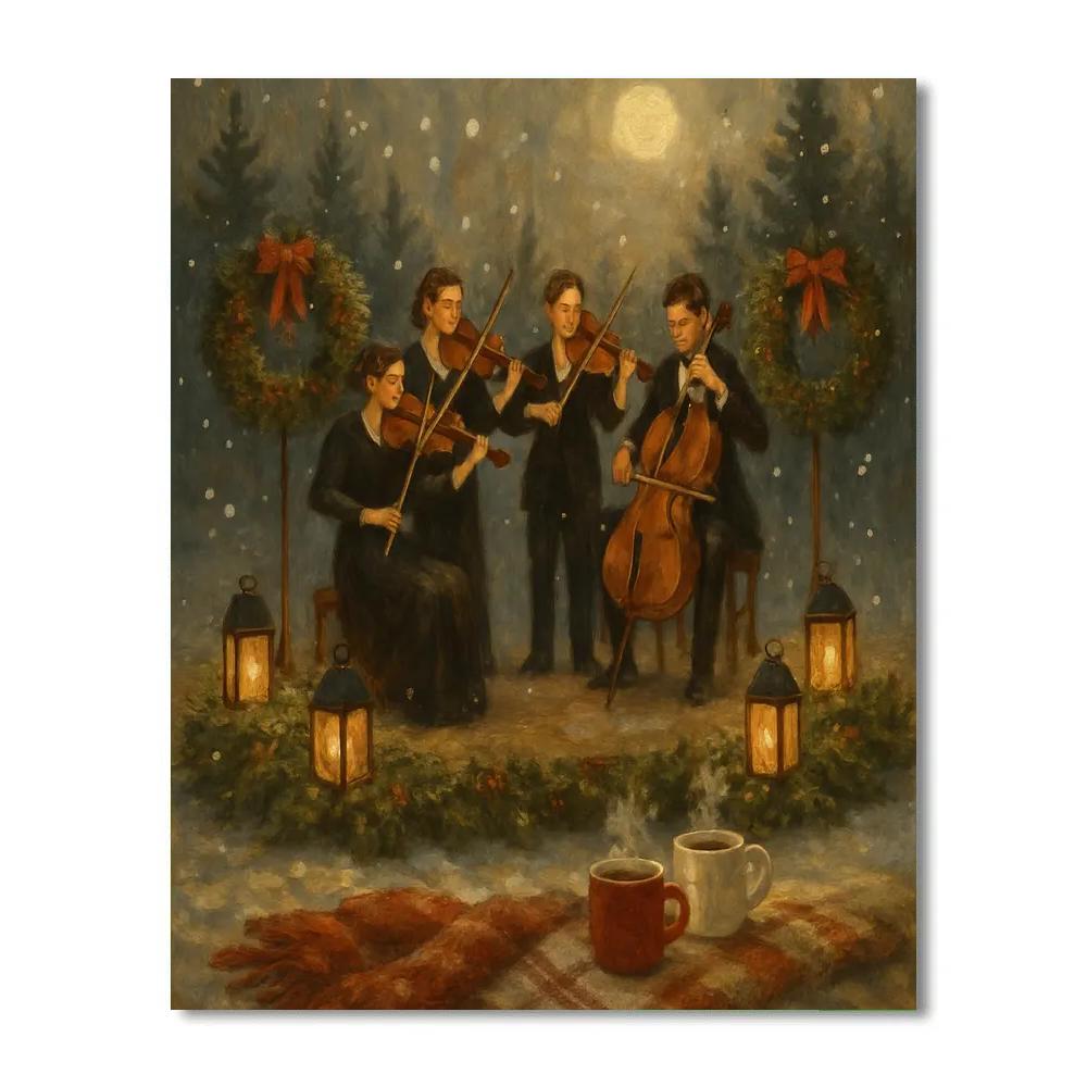 Lantern-Trimmed Forest Clearing Concert paint by numbers