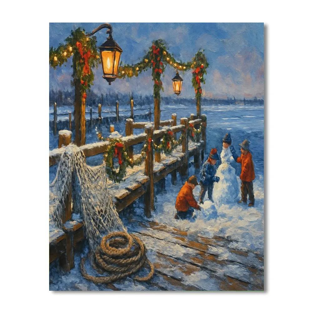 Lanterns On The Frost Pier DIY paint by numbers