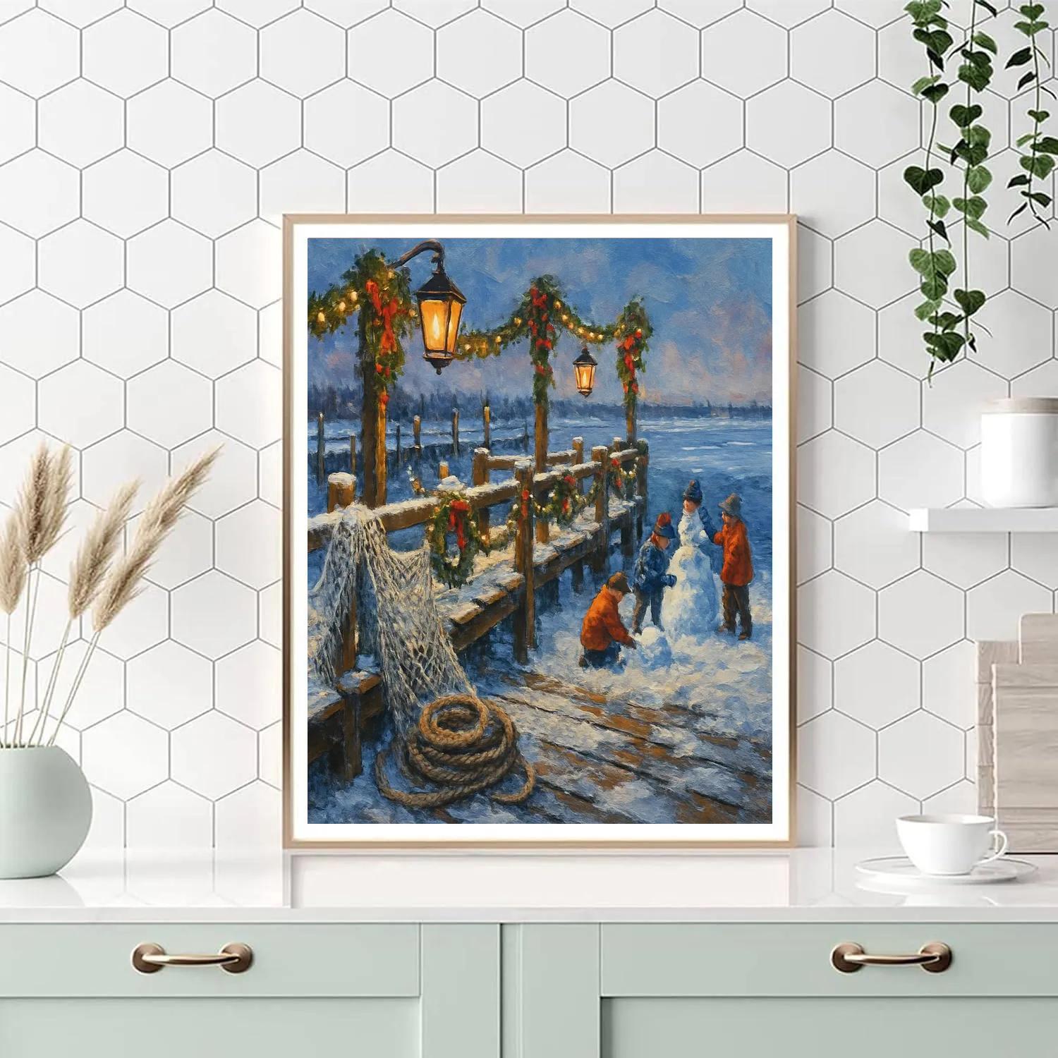 Lanterns On The Frost Pier DIY paint by numbers