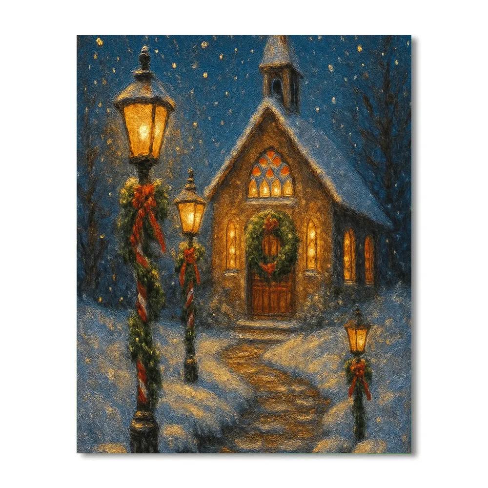 Frosted Lantern Post Chapel Paint by numbers kits