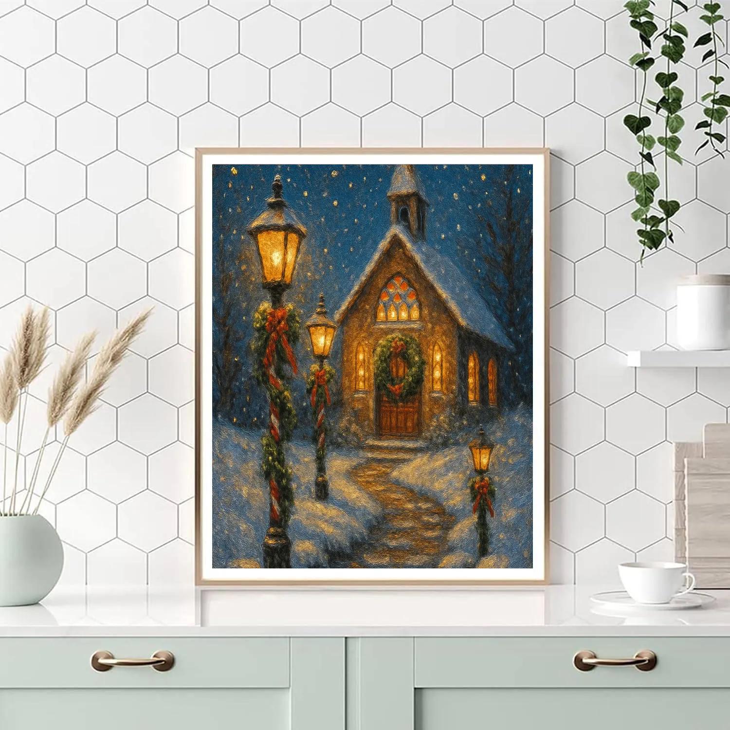 Frosted Lantern Post Chapel Paint by numbers kits