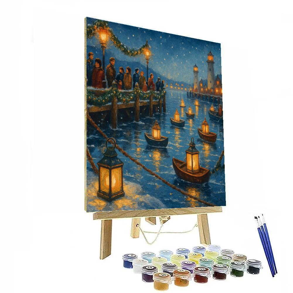Snow Lantern Harbor Festival painting number kit