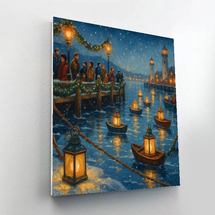 Snow Lantern Harbor Festival painting number kit