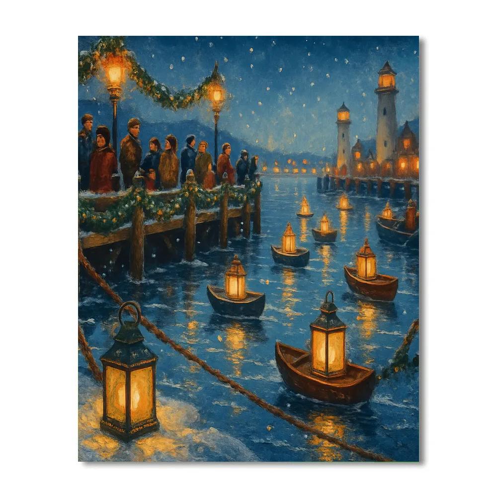 Snow Lantern Harbor Festival painting number kit