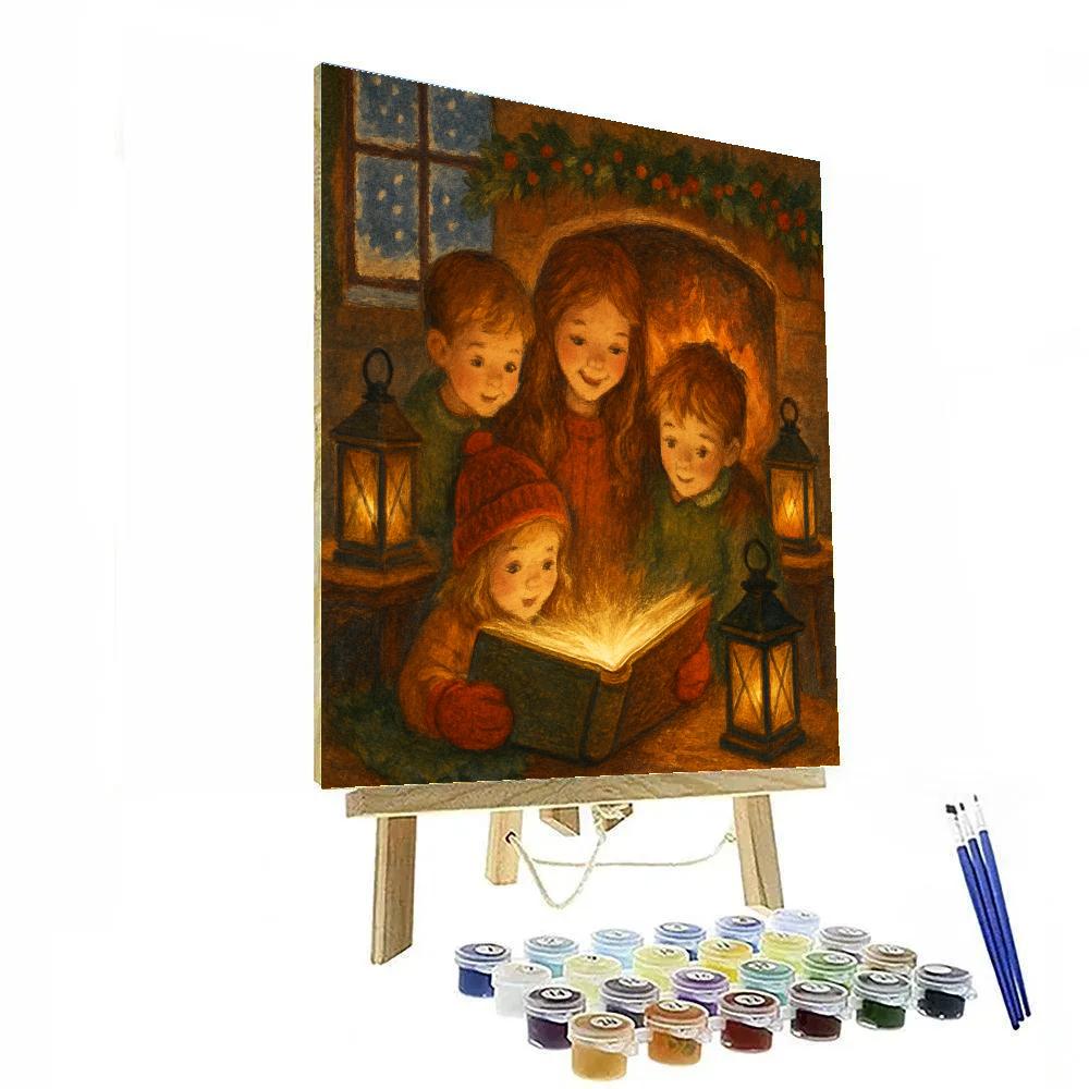 Hearthside Lantern Reading Number painting