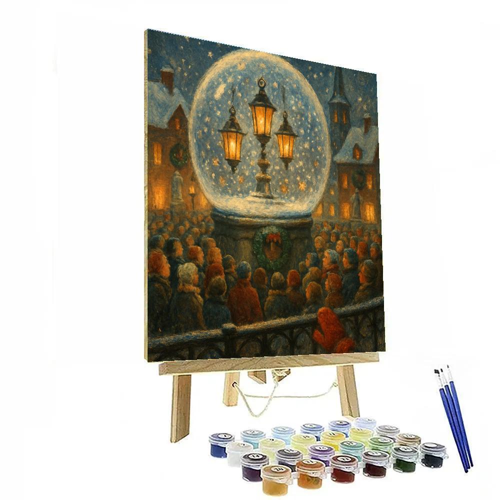 Lantern-Made Snow Globe Plaza paint by number