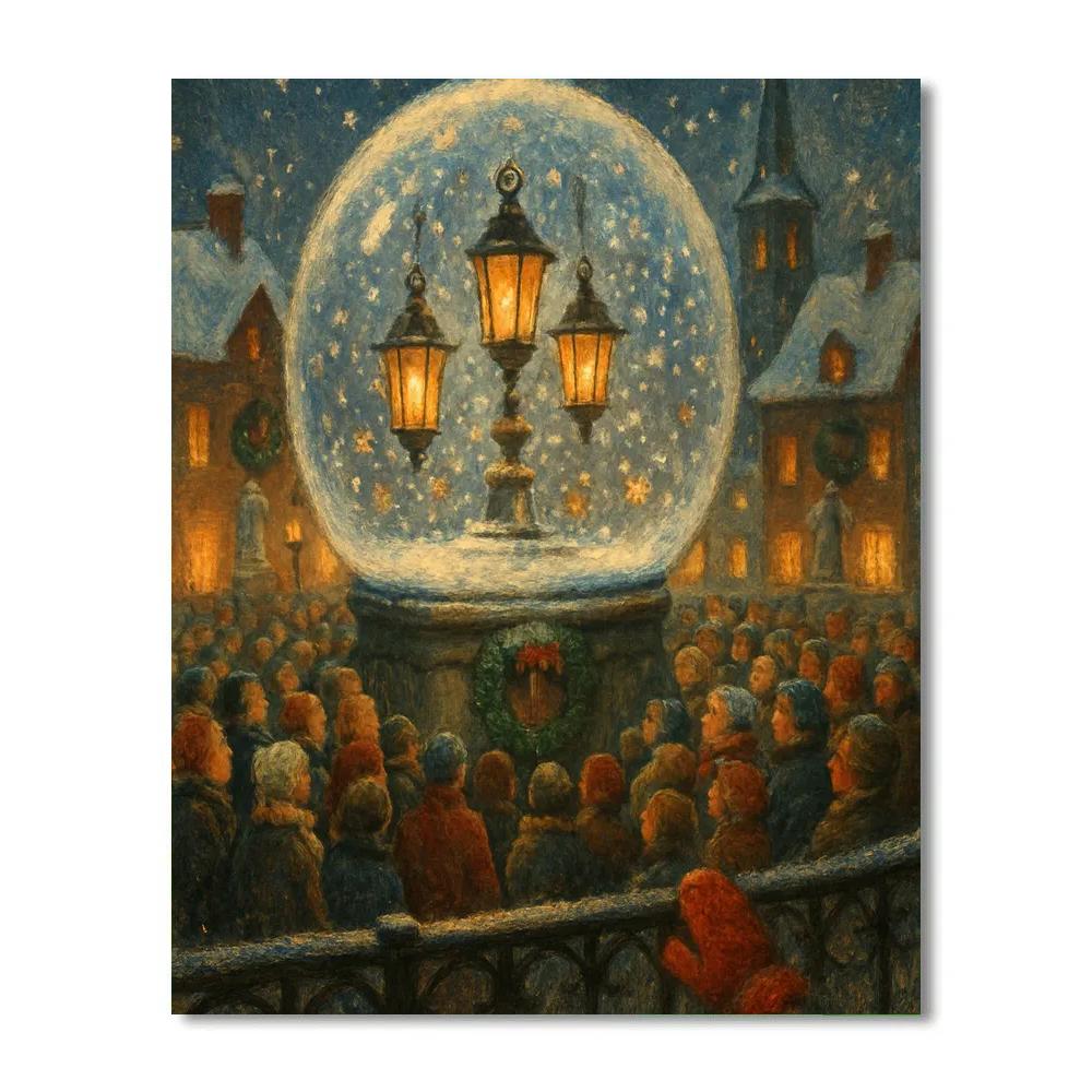 Lantern-Made Snow Globe Plaza paint by number