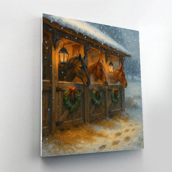Lantern-Lit Frostline Stables Numbered painting kits
