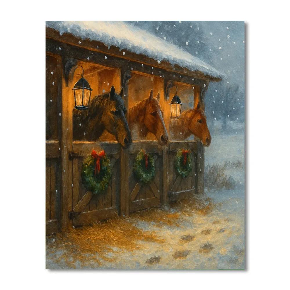Lantern-Lit Frostline Stables Numbered painting kits