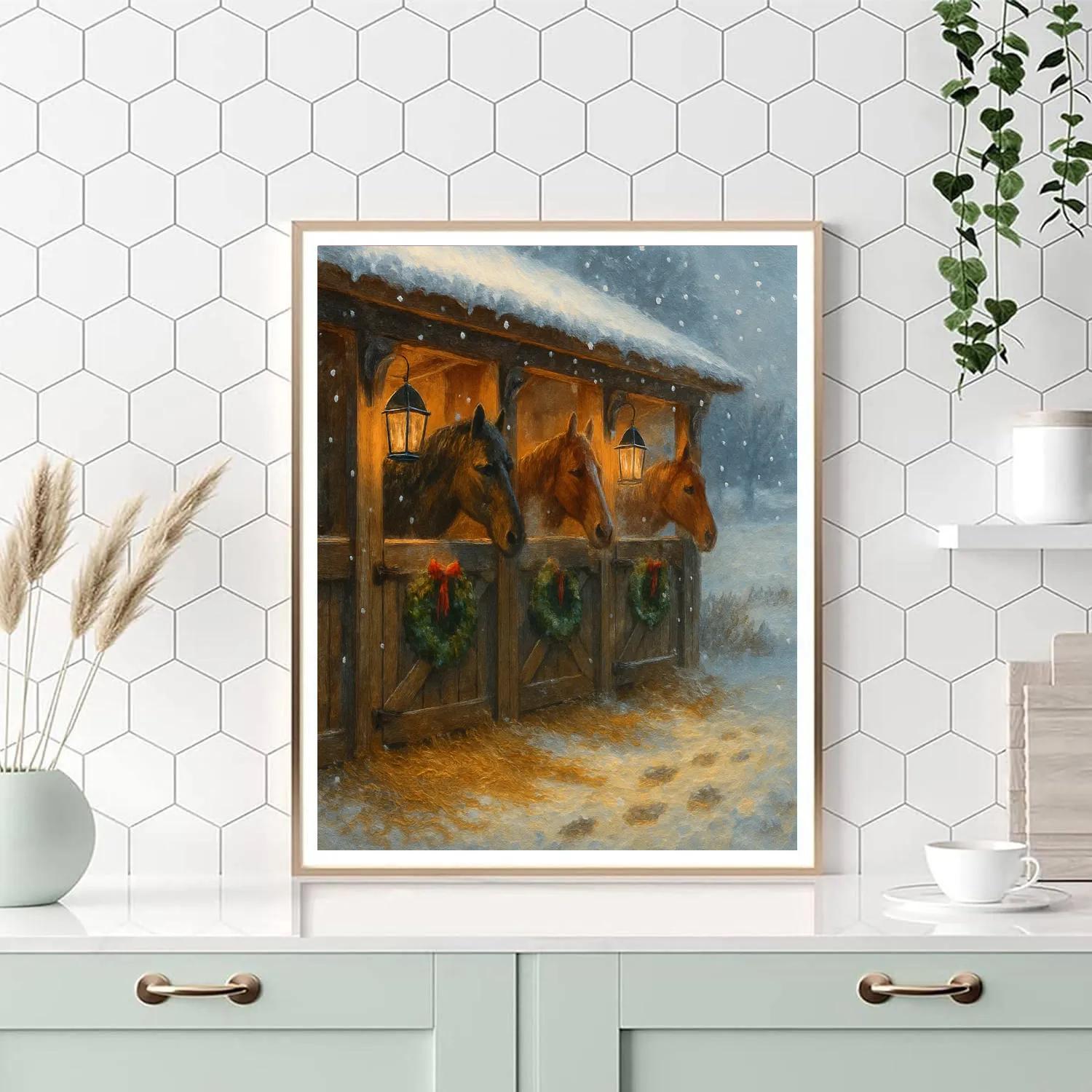 Lantern-Lit Frostline Stables Numbered painting kits