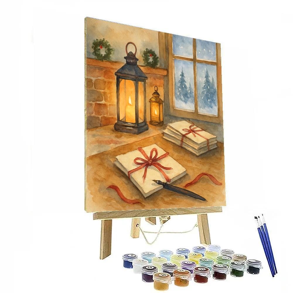 Lantern-Covered Hearthside Letters paint by numbers