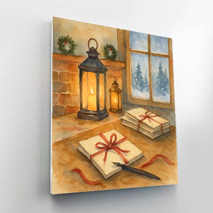 Lantern-Covered Hearthside Letters paint by numbers