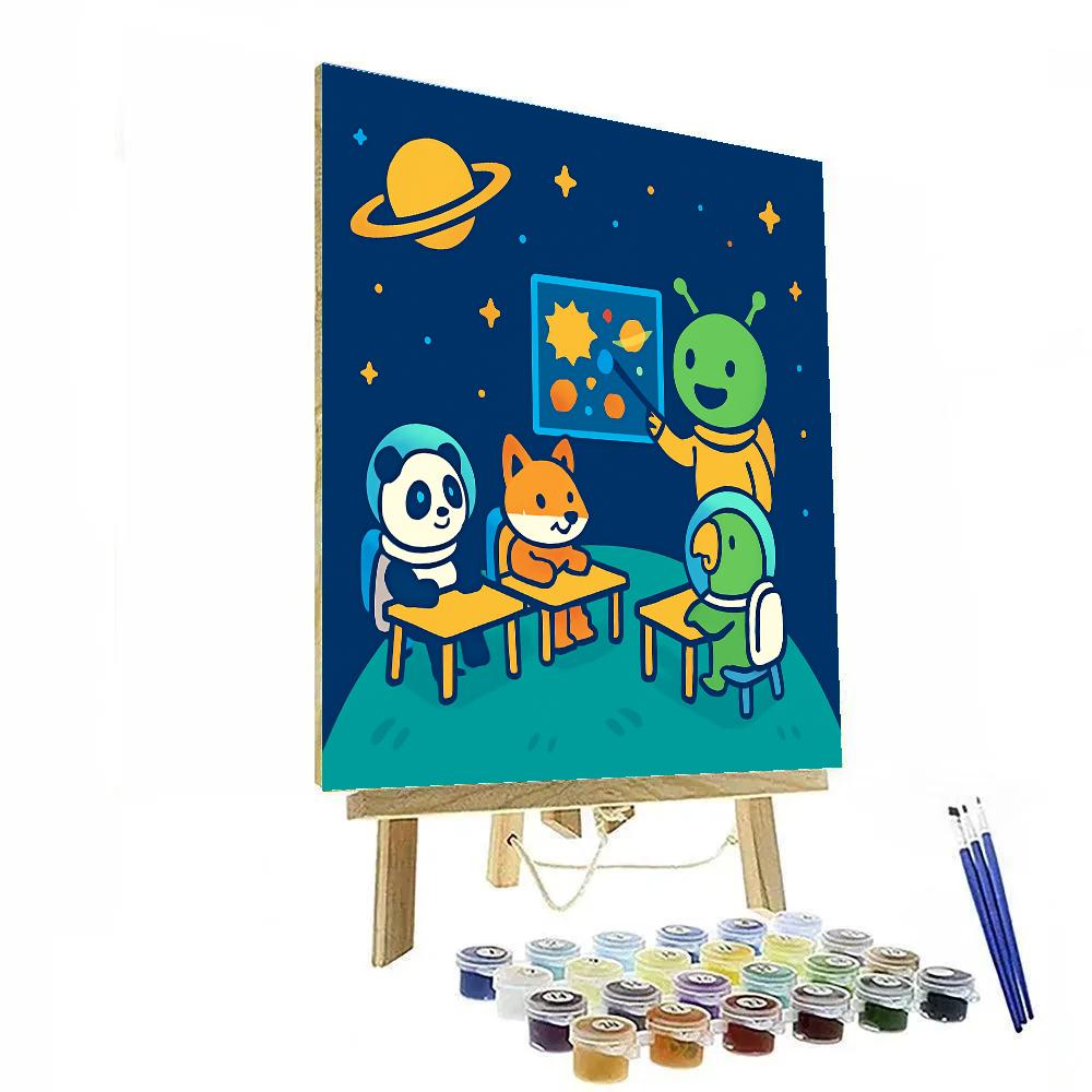Space School For Curious Creatures painting number kit