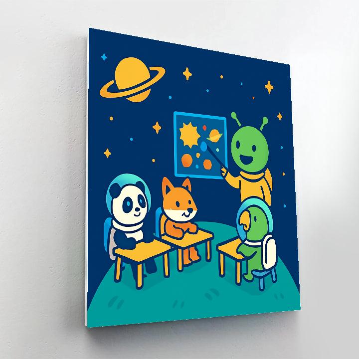 Space School For Curious Creatures painting number kit