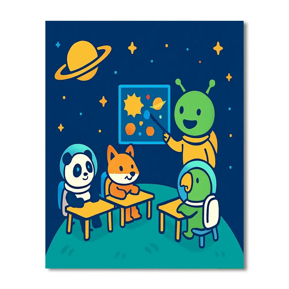 Space School For Curious Creatures painting number kit