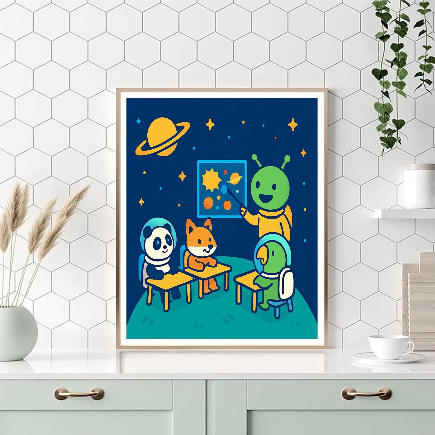 Space School For Curious Creatures painting number kit