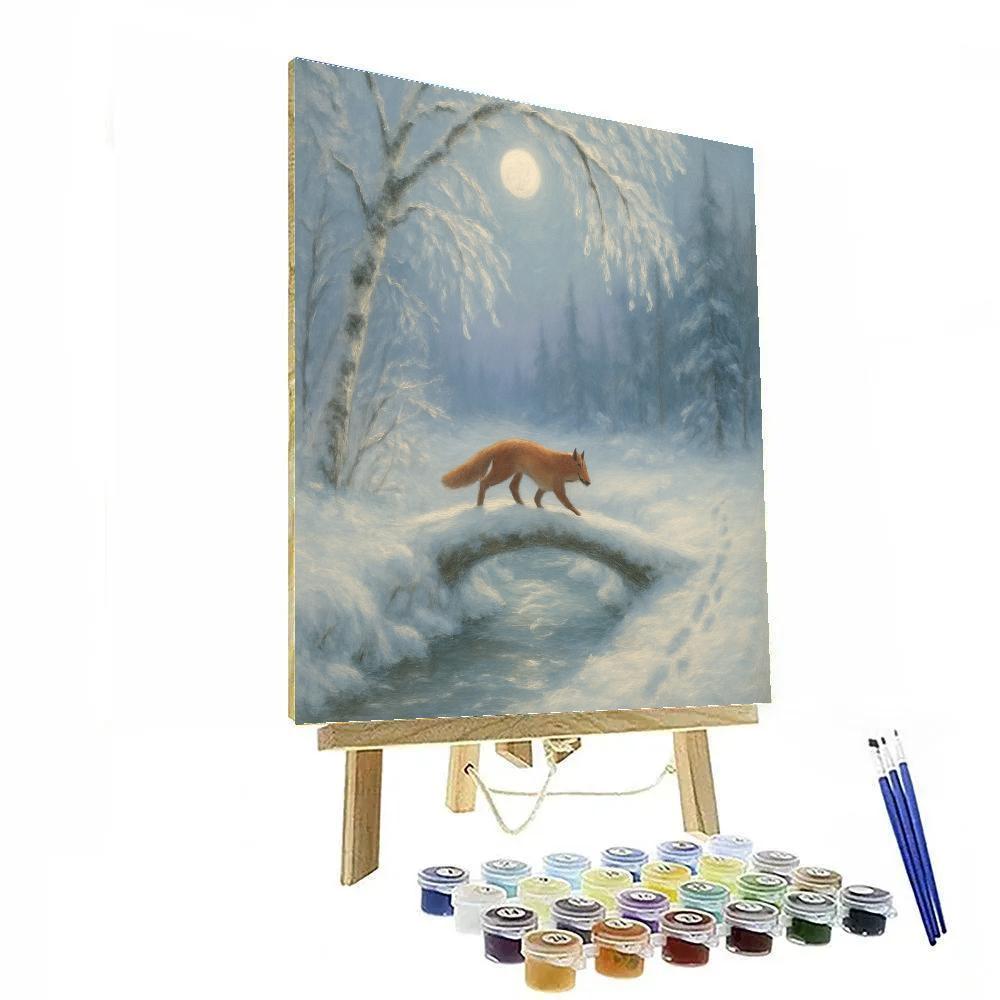 Moonlit Fox Crossing Number painting