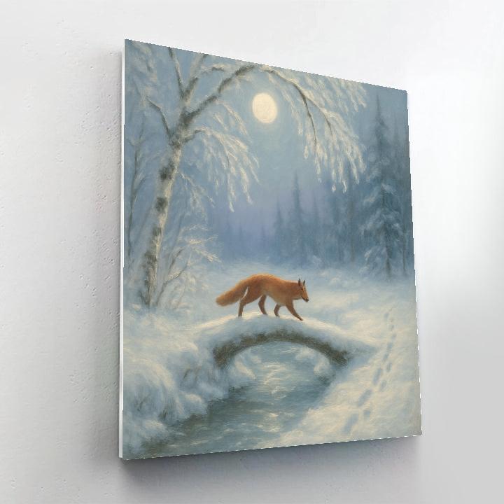 Moonlit Fox Crossing Number painting