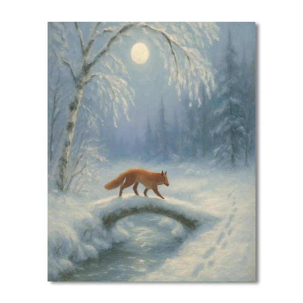 Moonlit Fox Crossing Number painting