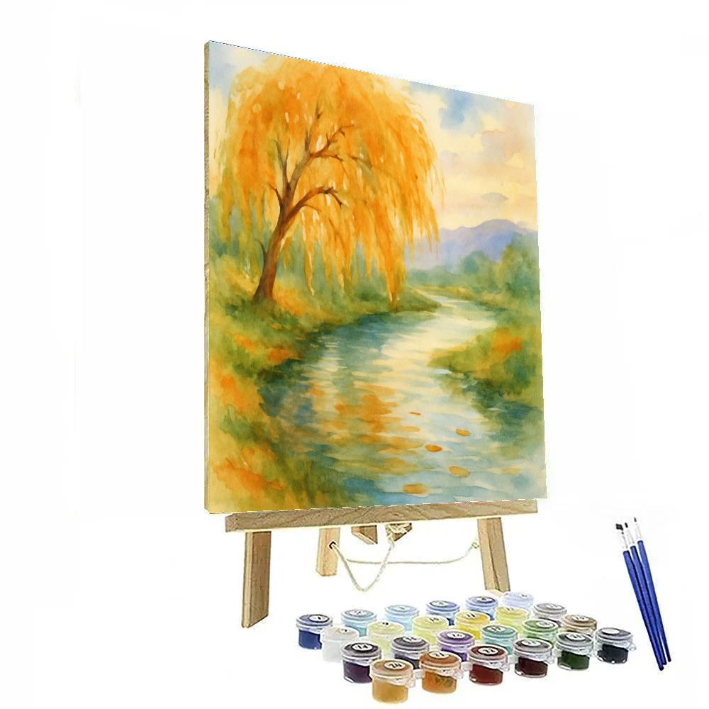 Golden Willow River Bend paint by number