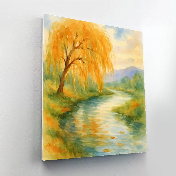 Golden Willow River Bend paint by number