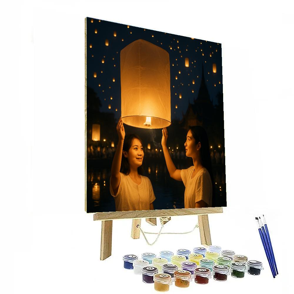 LanternReleaseAtYiPengFestivalInChiangMai paint by color