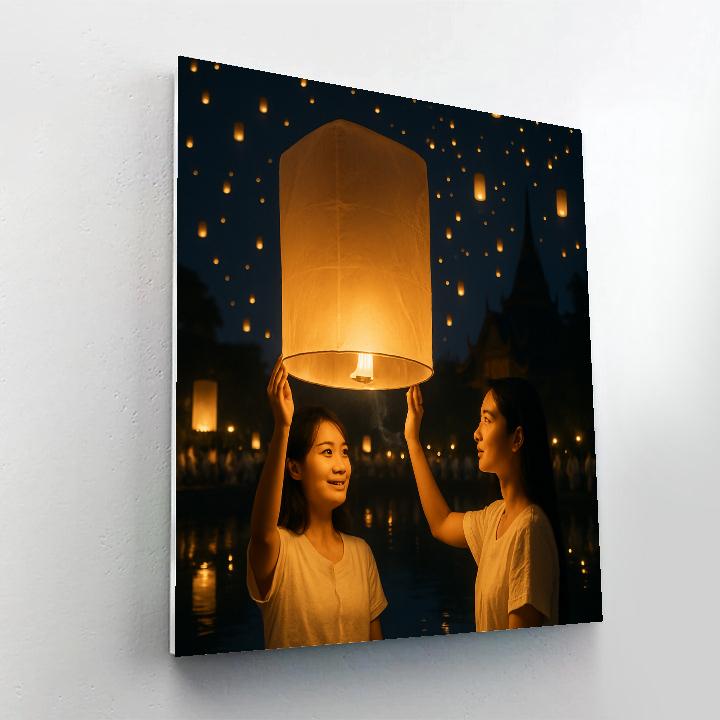 LanternReleaseAtYiPengFestivalInChiangMai paint by color