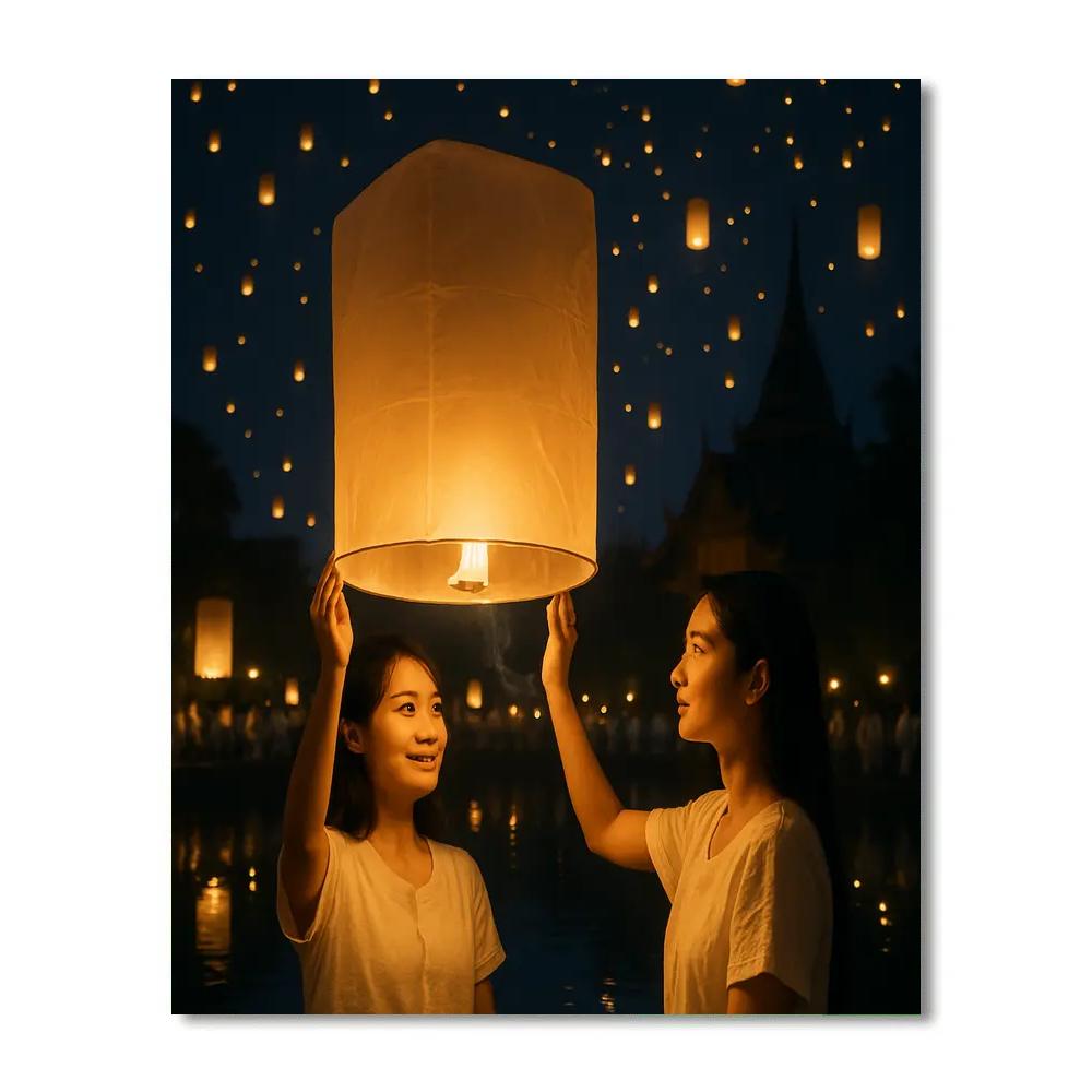 LanternReleaseAtYiPengFestivalInChiangMai paint by color