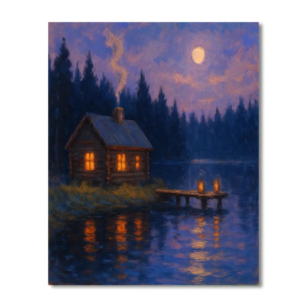 Ember Glow Lakeside Cabin Paint by numbers kits