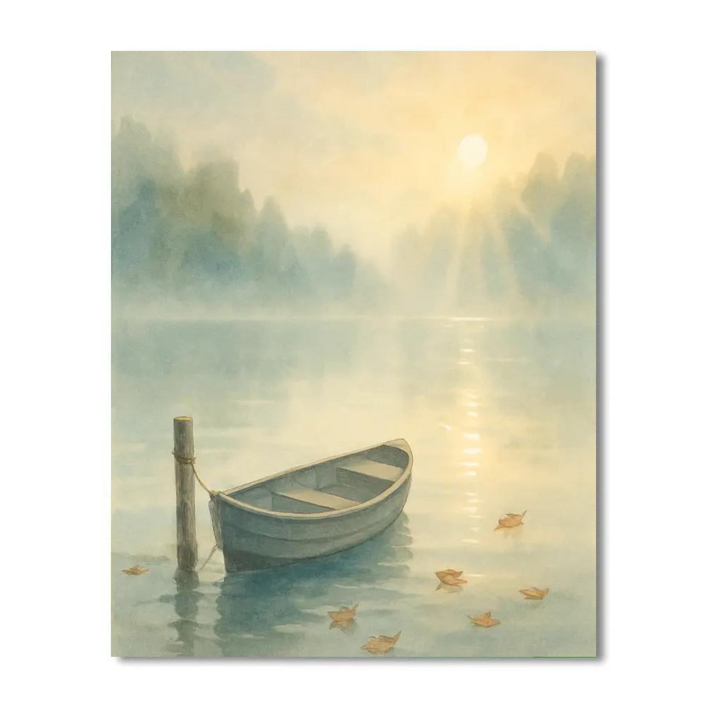 Morning Mist Rowan Lake Number painting
