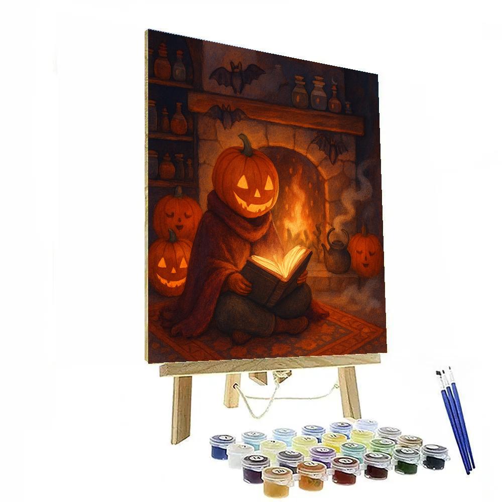 Pumpkin Head Reader By The Hearth Paint by numbers art