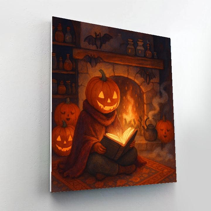 Pumpkin Head Reader By The Hearth Paint by numbers art