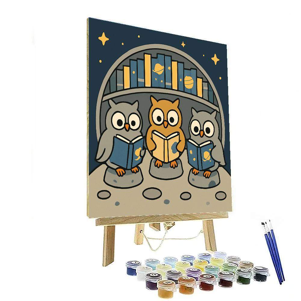 Moon Library Of Wise Owls paint by numbers