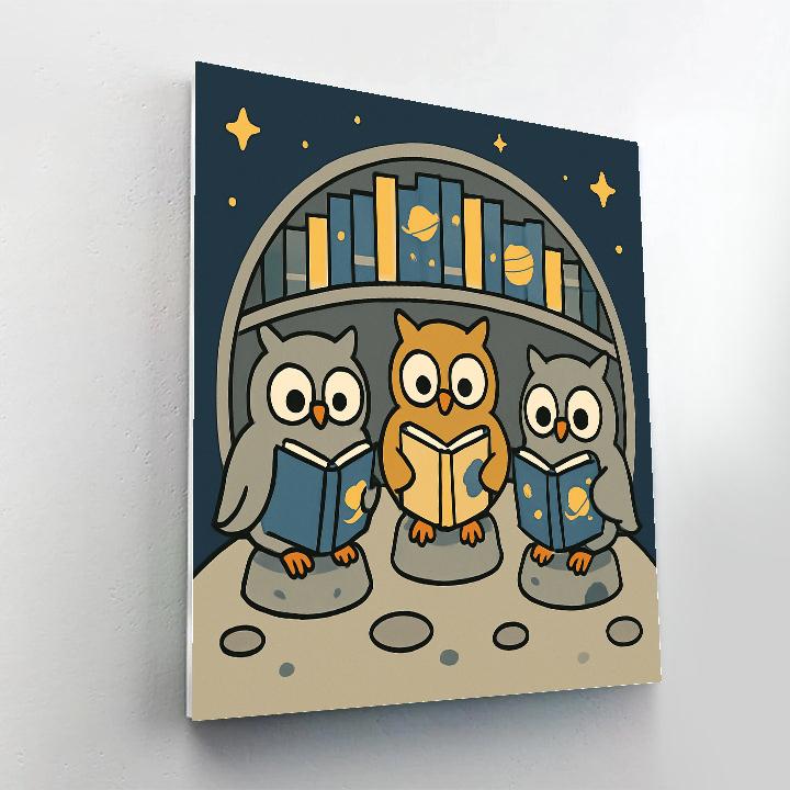 Moon Library Of Wise Owls paint by numbers