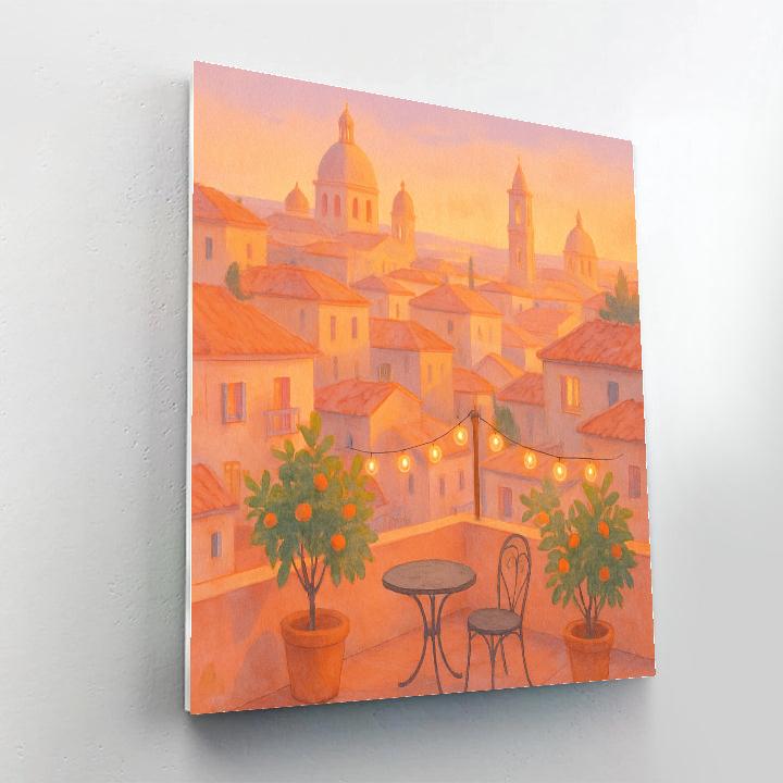 Sunset Terrace Over Old Rooftops Paint by numbers kits